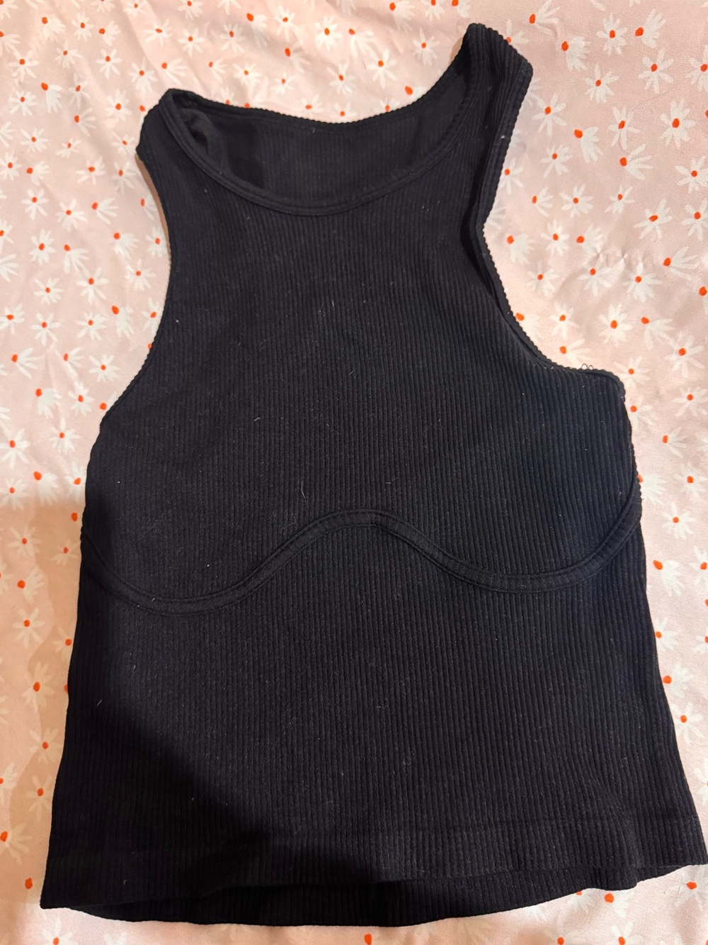 Black Ribbed Scoop Neck Tank Top